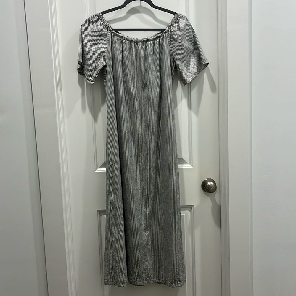 The Lady & The Sailor Cotton Pinstriped Maxi Dress Sz 2